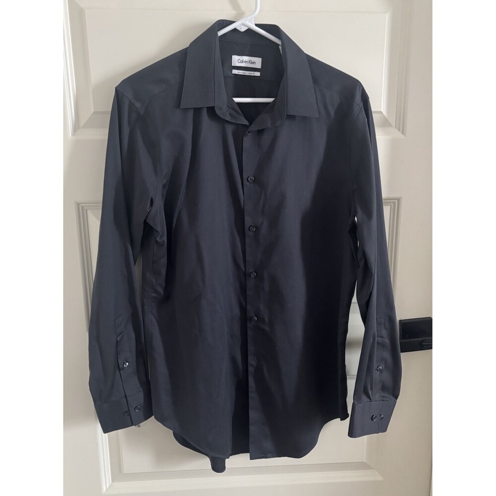 Calvin Klein Men’s Dark Gray Slim Fit Non-Iron Shirt Size M 15 1/2 32/33